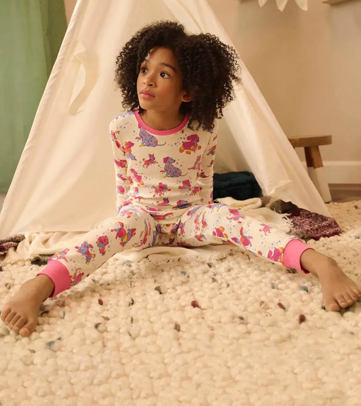 Twinkle Puppies Kids Organic Cotton Girls Pajama Set | Hatley